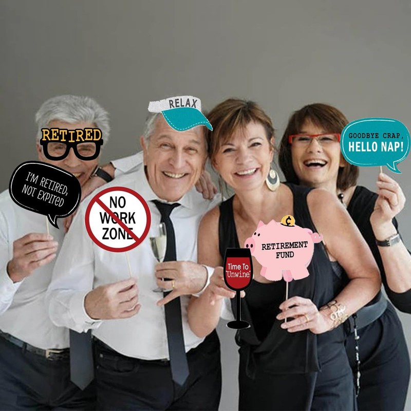 LMSHOWOWO Retirement Party Decorations, 20pcs Retirement Photo Booth Props, Retirement