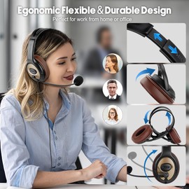 USB Type C Headphones Over Ear USB-C Headset with Noise Cancelling Microphone for Laptop, Works for Dictation,Teams, Zoom Conference, Google Meet, Webinar,3CX,Zoiper Softphone Telework Calls