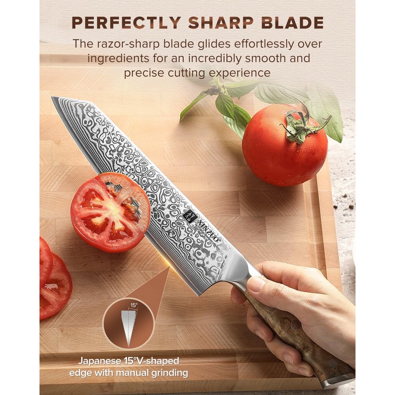 XINZUO Damascus 8.3 Inch Kiritsuke Chef Knife,Hand Forged High Carbon
