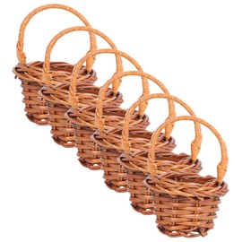 Alipis 6pcs Mini Shopping Basket Little Miniature Basket Storage Mini House Decor Woven Storage Basket with Lid Tiny Kit Micro Mini Baskets for Crafts Make Home Rattan Coffee