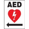 Accuform MFSD418VS Adhesive Vinyl Safety Sign, Legend "AED (Arrow Left)"