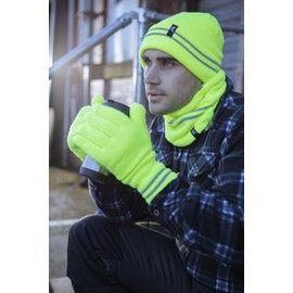 Heat Holders | Men's WRK Thermal Work Gloves | Dual Insulated, High-Visibility with Reflective Stripes | Orange | Men's Small/Medium