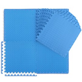 WF Athletic Supply 96 SQ.FT Diamond Pattern 1/2-Inch Thickness Interlocking Exercise Foam Mats, Extra Thick Eva Foam Flooring Tiles, Gym Fitness Equipment Mat, Home Protective Flooring Cushion, Blue