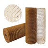 GouZaak 2 Rolls Deco Mesh Ribbon,Chocolate Brown with Gold Foil,Metallic