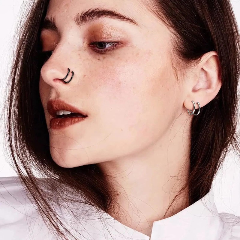 Decentraland Stainless Steel Spiral Nose Ring Double Hoop Nose Ring