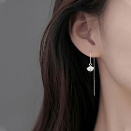 Xduargs Boho Tassel Chain Threader Earrings Vintage Seashell Threader Earrings Long Chain Dangle Earring Ginkgo Leaf Tassel Dangle Earring for Women