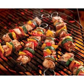 HONSHEN 24 pack Square Grilling Skewers, 8 inch Stainless Steel Skewers for Grill, Beef, Grilled Chicken, Grilled Vegetables (Square BBQ 24P, 8inch)