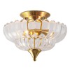 FTL Gold Semi Flush Mount Ceiling Light, Vintage Scalloped Transparent