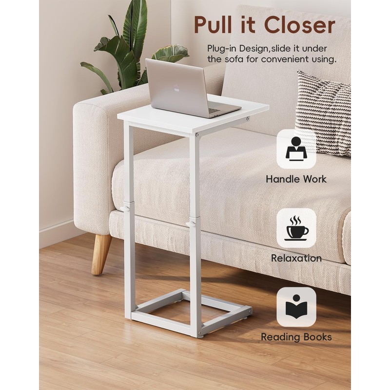 Vagusicc C Shaped End Table, 33"C Table End Table Adjustable