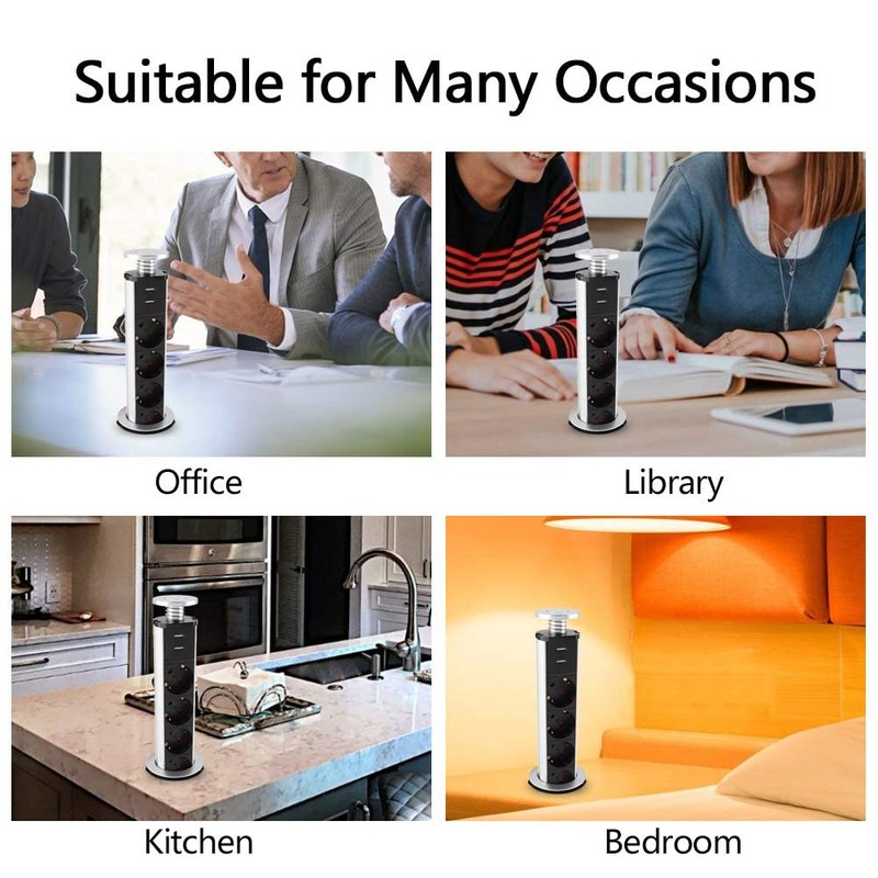 Brrnoo - Torre de alimentación multicontacto para Mesa con USB