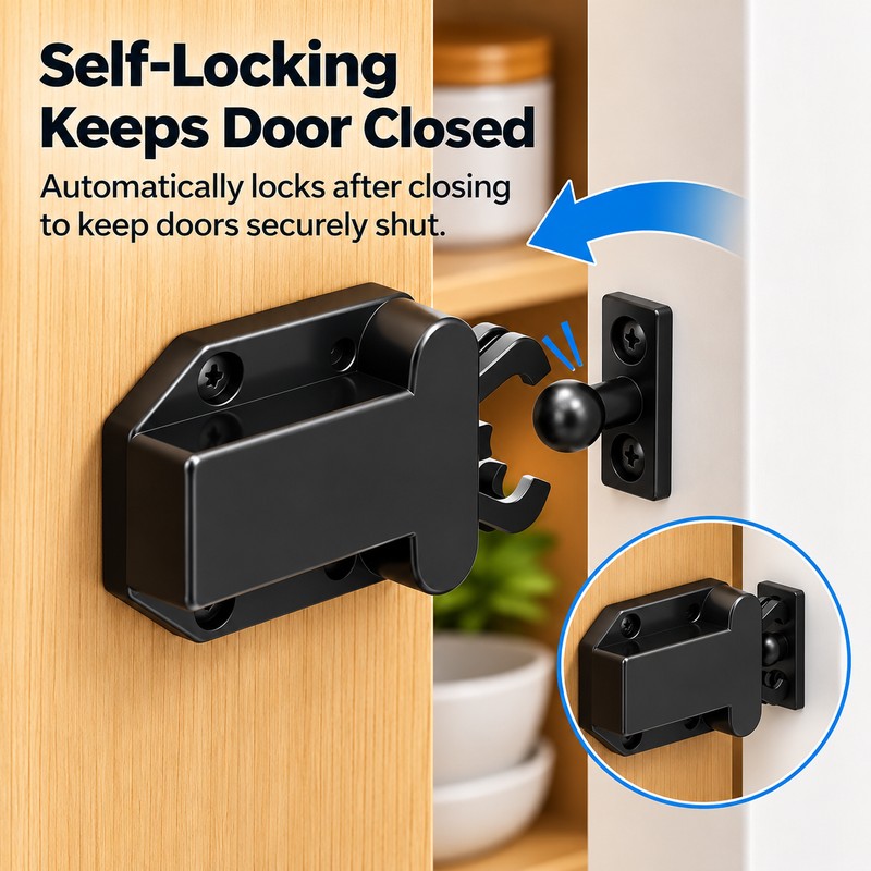 Push to Open Cabinet Latch for Handleless Doors – Non-Magnetic