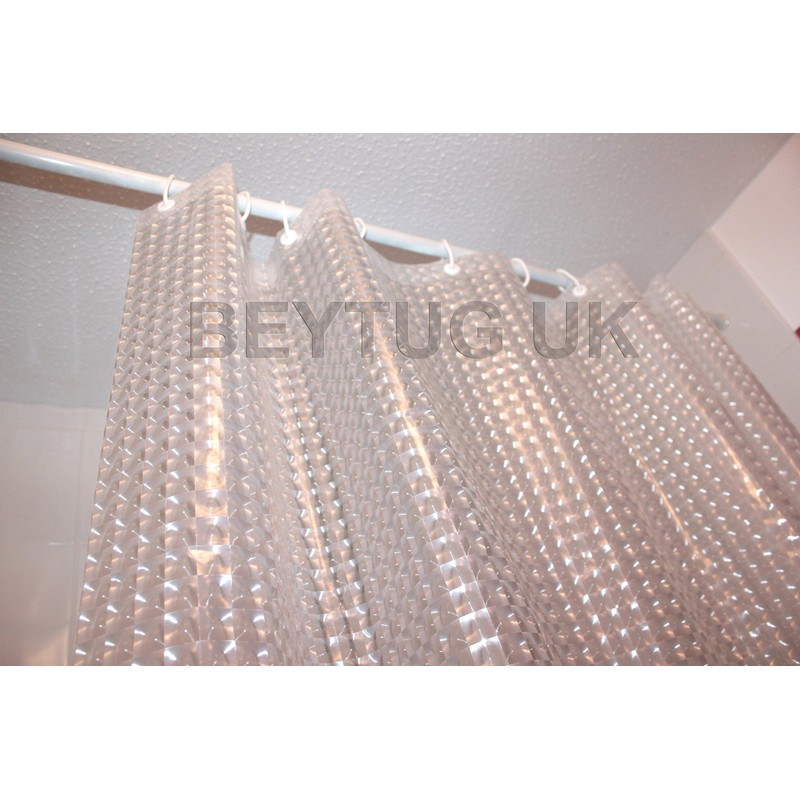 Tropik Home New Transparent 3D PEVA Mosaic Bath Shower Curtain