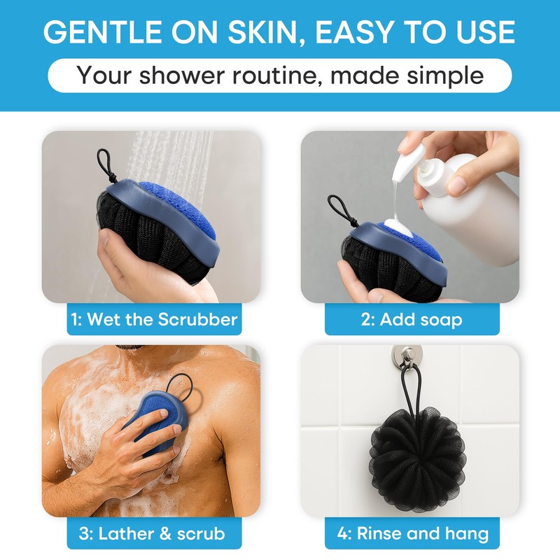 Shower Scrubber for Body 2-in-1 : 2 - Pack High