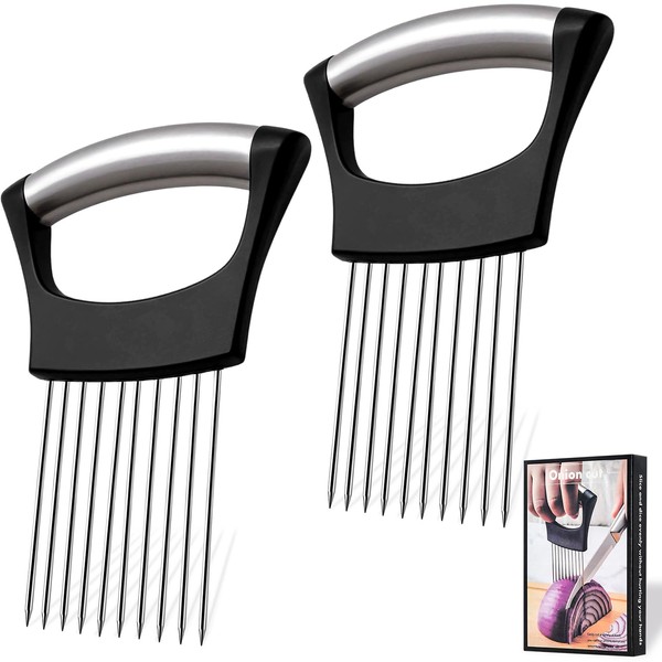 Demarsen 2 Pieces Onion Cutter Holder Stainless Steel Onion Holder