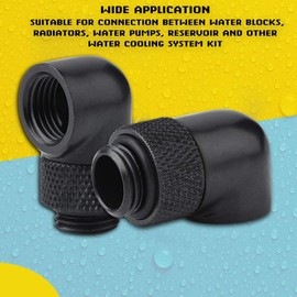 ASHATA Water Cooling Fitting,Tube Fitting 90 Degree Angle Rotary Tube Fitting PC Water Cooling G1/4 Thread Elbow Connector(Black)