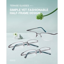 TERAISE 3 pack Half Frame Reading Glasses for Men/Women, With Blue Light Blocking Fashion Comfortable Lightweight Readers