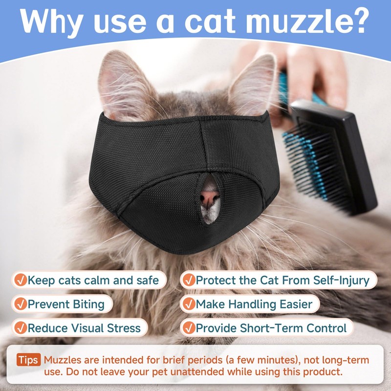 BARKLESS Cat Calming Muzzle for Grooming & Nail Trimming, Oxford