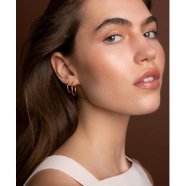 day.berlin Set of 4 Creole Earrings Cleo 18 K Gold-Plated 2 Pairs of Women's Earrings 18 mm and 22 mm Diameter, 2 mm Thick, 316L Stainless Steel, Nickel-Free and Waterproof, Stainless Steel, No