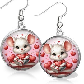 the fun things Mouse on Books Earrings Artisan Photo Jewelry Gift Mouse Lover Gift
