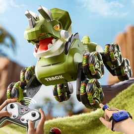 Vanvimen 8 Wheels RC Stunt Car for 8-14 Years Old Boys, Gesture Dinosaur RC Car Toys for Age 8-12, Lights & Music, Kids Christmas Birthday Gifts for 8 9 10 Years Old