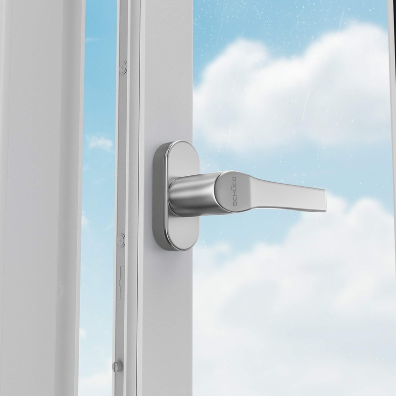 Schüco Window Handle Silver Stainless Steel Look F 9 for