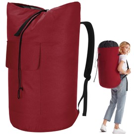 Laundry Bag Dirty Laundry XXL 115 Litres Laundry Bag Travel with 2 Padded Shoulder Straps Laundry Bag Foldable Storage Bag Clothes Bag Duffel Bag Backpack (Red)