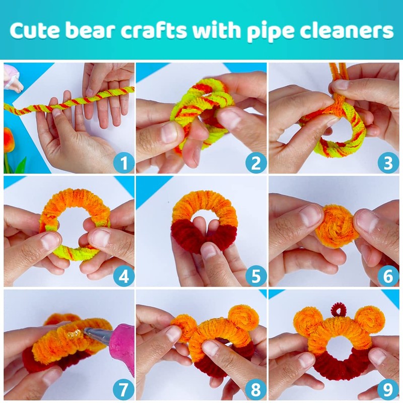 Iooleem 200pcs Yellow Pipe Cleaners, Chenille Stems, Pipe Cleaners for