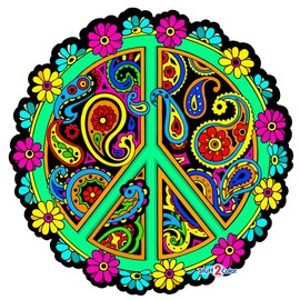 Peace Sign Fuzzy Velvet Mandala - Big Fun Fuzzy Velvet Coloring Poster for All Ages (Kids and Parents Alike) - Arts and Crafts Coloring Activity [19.75 x 19.75 inches]