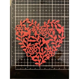4 pc 4” red Shimmeheart die cut cardstock embellishment for cards and scrapbooki