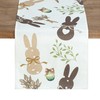 QINJIEJIE Table Runner Easter Linen Easter Rabbit Easter Egg Washable