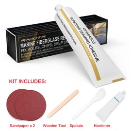 Ankita Marine Fiberglass Repair Kit for Boats - Gel Coat Repair Kit for Boats - Epoxy Filler for Fiberglass Boats Fix Holes, Chips, Deep Cracks, Chip Fix - White | Ankita