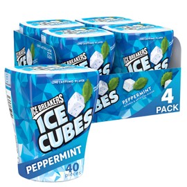 Ice Breakers Ice Cubes Gum, Peppermint, Sugar Free with Xylitol, 40 Pieces (Pack of 4)