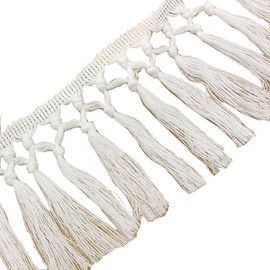 Rockreyoa 11 cm Cotton Tassel Lace Ribbon Fringe Trim for DIY Costumes Clothing Curtain Sewing Craft Accessories Tablecloth Home Accessories Wedding Decoration White 1# 10 Yards