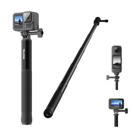 TELESIN 47" Extension Selfie Stick, Portable Handheld Invisible Monopod Pole for GoPro Hero 13 12 11 10 9/Insta360 X5 X4/DJI Osmo Pocket/AKASO Camera Vlog Selfie Stick, Action Camera Accessories