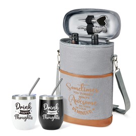 AW BRIDAL Wine Gifts for Wine Lovers Wine Gift Basket Wine Tote Bag Wine Bags for Travel, Birthday Gifts for Women Sister Mom - Wine Cooler Bag Insulated Wine Carrier Tote with Tumblers