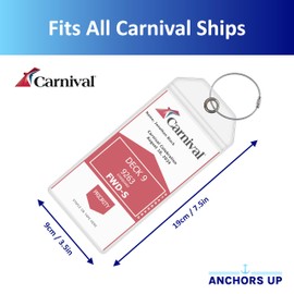 Carnival Cruise Luggage Tag Holders [4 Pack] – Waterproof, Durable Plastic with Steel Loops – Fits All Carnival Ships for Cruising in 2025, 2026 and 2027 – Cruise Essentials by AnchorsUp