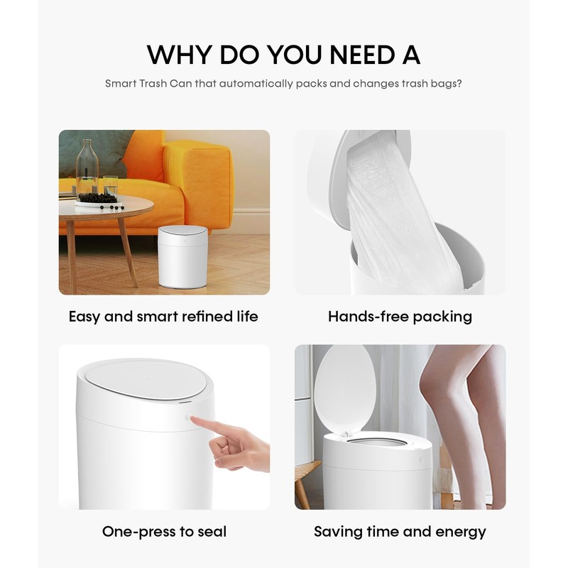 TOWNEW T AIR ONE Smart Trash Can, 2.6 Gallon Automatic