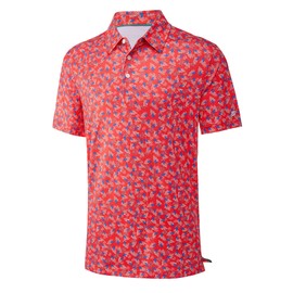 Golf Shirts for Men Dry Fit Moisture Wicking Casual Hawaiian Holiday Fireworks Patriotic USA Flag Print Collared Mens Golf Polo Shirts for Men Short Sleeve Golf Polos for Men, X-Large
