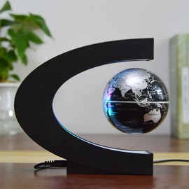 3 Inch Magnetic Levitation Floating Globe World Map Globe with C Shape Base LED Lights for Teaching Home Office Desk Decoration