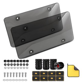License Plate Cover License Plate Frames: 2 PCS License Plate Protector - Plastic car Front/Rear License Plate Cover with Screw Cap for US Standard Cars (Transparency)