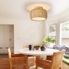 ALAISLYC Boho Rattan Flush Mount Ceiling Lights 12 Inch Farmhouse