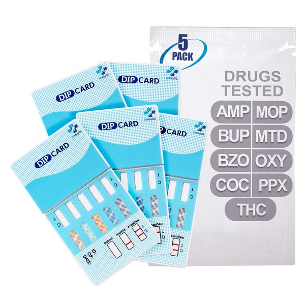 MiCare [5pk] - 9-Panel Urine Test Card (AMP/BUP/BZO/COC/MOP/MTD/OXY/PPX/THC) #MI-WDOA-295