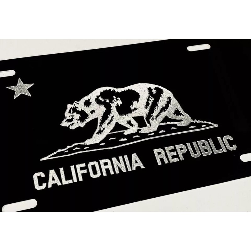 BLVD California Republic State Flag Diamond Etched Engraved License Plate