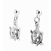 Small Turtle - 17x11mm - Silver alloy charm dangle earrings.