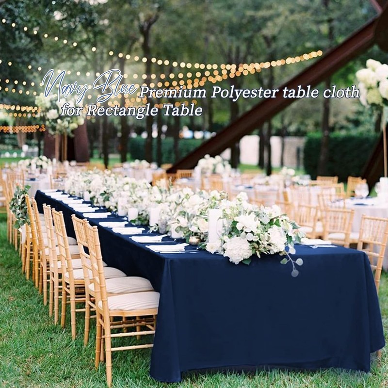 Pesonlook 2Pack Navy Blue Tablecloths for 8 Foot Rectangle Tables