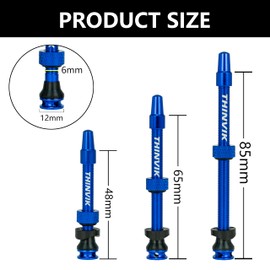 Thinvik Presta Tubeless Valve Stem 85mm,Super Light Alloy Presta Tubeless Valve Stem Kit for Tubeless Tires-2 Tubeless Valve Stem (with Aluminum Alloy Valve Cap)+Valve Core Removal Tool(Aurora Blue)