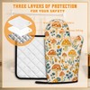Cute Mushroom Forest Oven Mitts and Pot Holders,Floral Flower Heat