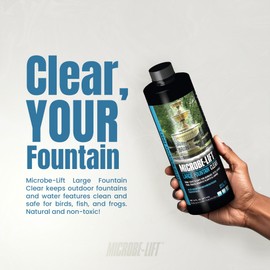 Microbe-Lift Large Fountain Clear Two-in-One Water Cleaner & Surface Treatment – 16 Oz – Safe for Birds, Fish & Aquatic Life – Cleans Fountains, Bird Baths & Water Features
