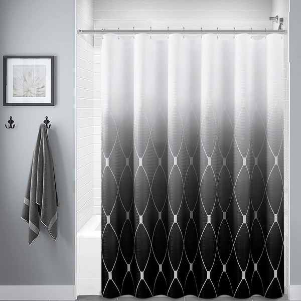 Naturoom Black and White Ombre Shower Curtain, Modern Geometric Pattern