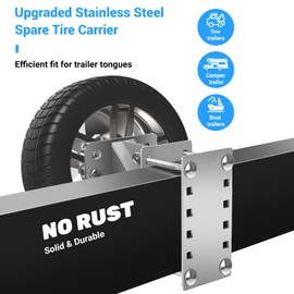 Spare Tire Carrier, Yaheeda Stainless Steel Trailer Tire Mount,Holds up to 150 Lbs Tire Holder Bracket Fit 4 & 5 & 6 Lugs Trailer Wheels on 4", 4.5", 4.75", 5" and 5.5" Bolt Patterns, YAHE147